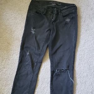 American eagle gray distressed jeggings 6